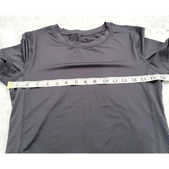 Womens Shein Gray Short Sleeve Athletic Top with Side Mesh Panels Size S - Picture 5 of 6
